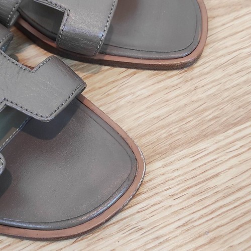 HERMES Oran "H" Taupe Mink Brown Sandal Mules Slides Womens Shoes Size: 36EU 6US - Picture 8 of 14