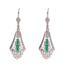 Pendant Earring set Sterling silver Natural Emerald Art Deco Jewelry — photo 2