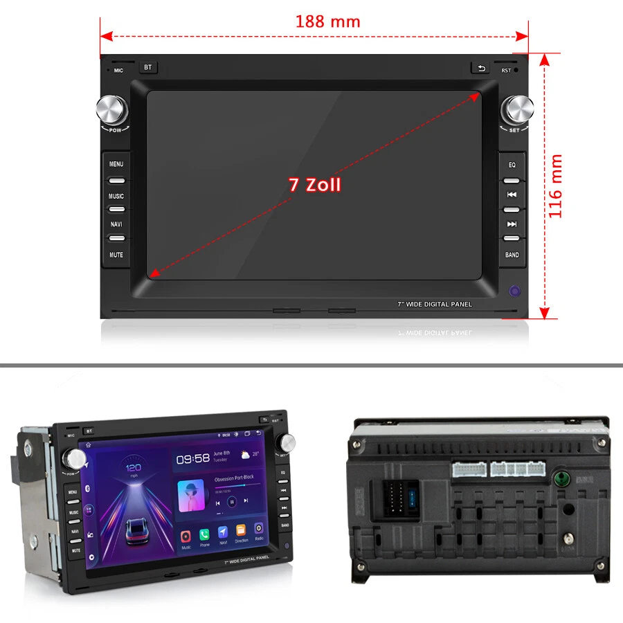 Für VW Polo 9N Golf 4 Passat B5 T5 Android 14 Autoradio Carplay GPS Navi SWC DAB - Bild 2 von 4