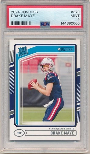 DRAKE MAYE 2024 PANINI DONRUSS #379 RC RATED ROOKIE PATRIOTS SP PSA 9 MINT