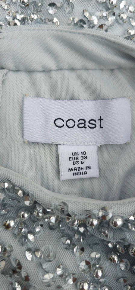 Coast Silver All Over Sequin Embellished Top Blouse Size 10 Xmas Party - Image 4 of 4