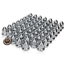 60 Pcs 33mm Lug Nut Covers Push On, Chrome by 2-1/2" Semi Truck Lug Nut Covers