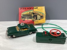 Vintage 50's TIN TOY Battery Op Remote Controlled POLICE CAR LineMar Marx Japan
