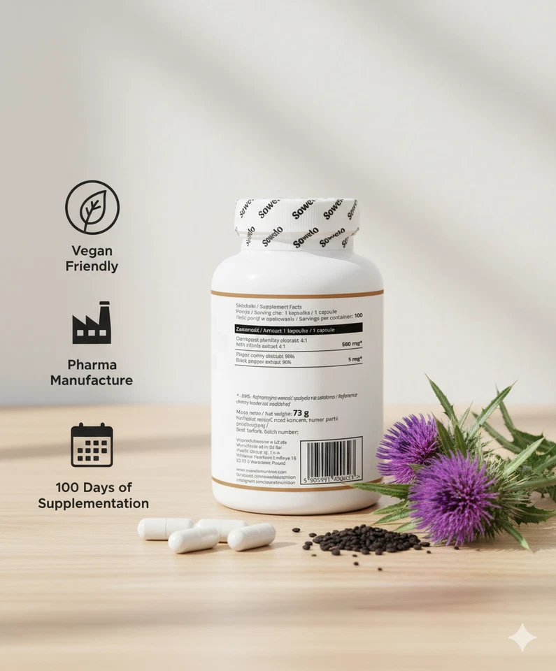 Milk Thistle Extract 500mg with Piperine Vegan capsules | Liver Regeneration - Image 4 of 4
