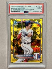 2025 Bowman Sapphire - Malcolm Moore Chrome Prospect Yellow /75 #BCP-129 PSA 9