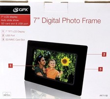 GPX 7" Black Digital Photo Frame Picture Frame USB PORT  SD/MMC Card Slot NEW