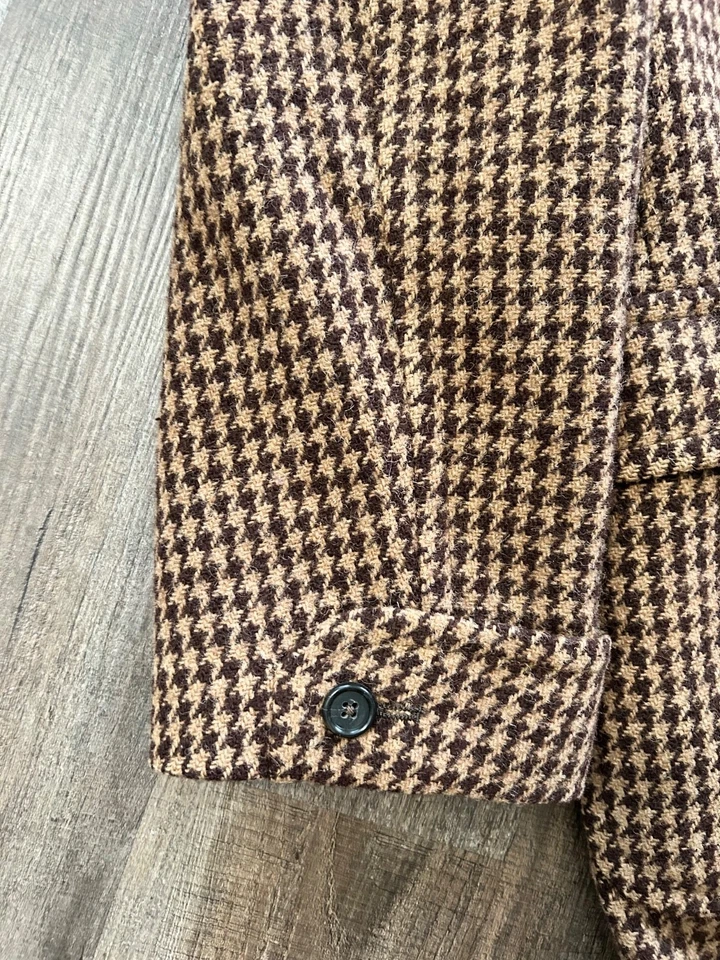 Polo Ralph Lauren EUC Harris Tweed brown houndstooth plaid DB coat 40R - Image 3 of 4