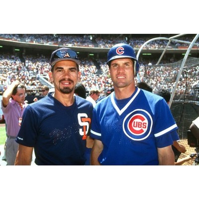 Chicago Cubs 90s STARTER jersey L blue PINSTRIPE MLB baseball