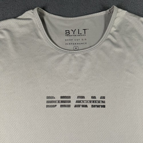 BYLT Shirt Mens Medium Gray Drop Cut Performance Tee BEAM Amazing Athletic - Picture 4 of 13