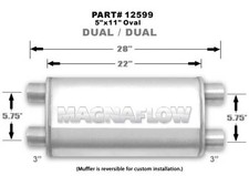 Magnaflow 5 X 11 Oval Muffler 12599 - 3 Dualdual - 22 Body