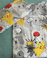 Pokemon 2 Piece Twin Fitted Flat Sheet Set Gray With Yellow Pikachu Red Pokeball