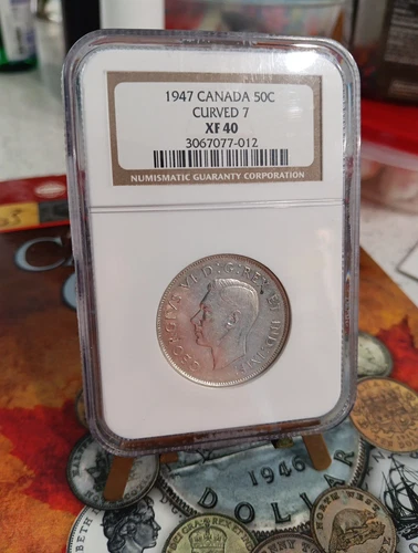 Canada 1947 50 Cents Curved 7 NGC XF40