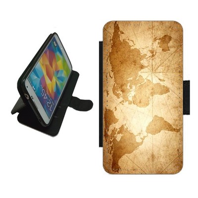 Vintage Karte Handy Hülle Wallet für iPhone Samsung Pixel Flip Cover Atlas MAP1