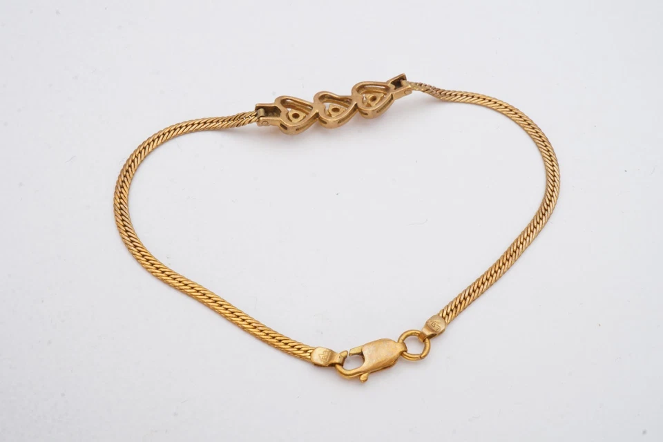 14k Yellow Gold Ruby Diamond Heart Bracelet 7" - Image 4 of 4