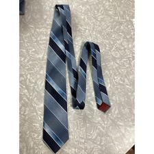 Vintage Men's Tie Wide Grandpa Disco Groovy 70s 0030 Blue Stripes