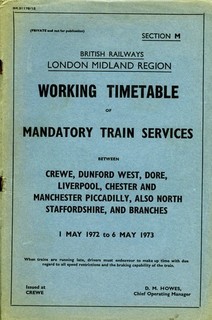 BRITISH RAIL WORKING TIMETABLE. Mandatory train services Woodhead line 1972/73