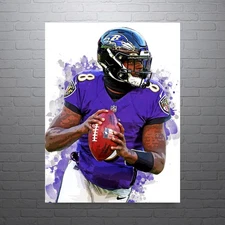 Lamar Jackson Baltimore Ravens Sports Print, Man Cave
