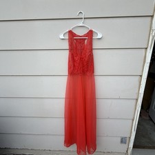 Vtg Red Lace Negligee Nightgown - Unbranded - No size