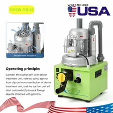 1100W Portable Dental Suction Unit with Vacuum Pump 600L/min for 2 Dental Chair