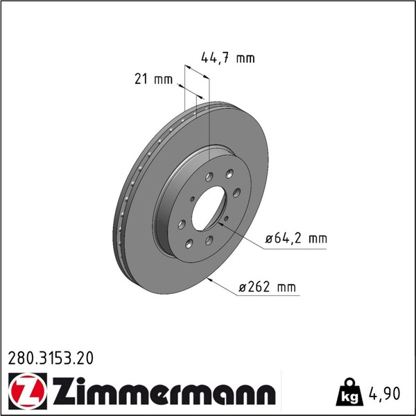 2X Zimmermann 280.3153.20 Bremsscheibe FüR Honda Rover Mg Civic Crx Jazz 25 200-image
