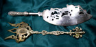 Vintage Silverplate Fish Server & Brass Serving Fork Ornate Unmarked 11.5" 10" — photo 9