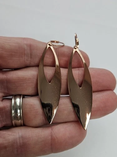 Vintage Joan Rivers Rose Gold Tone Costume Jewelry Dangle Earrings