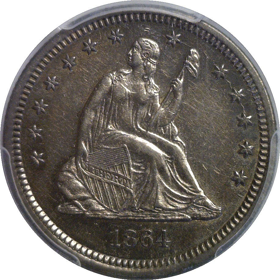 1864 Seated Liberty Quarter  PCGS AU-55 - Image 2 of 3