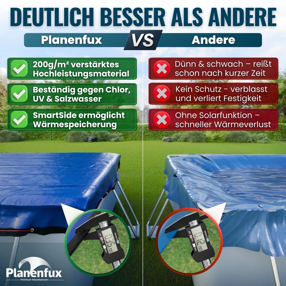 Pool-Abdeckung Abdeck-Plane recht-eckig Winter Poolfolie Solarplane UV 200g/m² - Bild 2 von 4