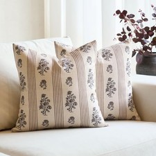 Floral Throw Pillow Covers 18x18 Set of 2 Block 18" x 18" Pack of 2 Brown
