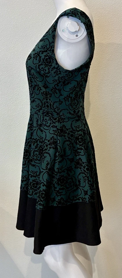 Vintage Mystic Fit Flare Dress M Green Velvet Burnout Fairy 90s Y2K Whimsigoth - Image 4 of 4