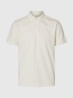 Men's Selected FAVE BUTTON White Polo Shirt 