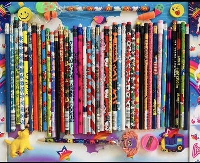 Vintage 90s Y2K Pencil & Eraser Lot Lisa Frank Sanrio  Disney Nostalgia Bundle
