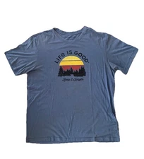 Life Is Good Mens Size XL Blue Keep it Simple Graphic Short Sleeve Cool Tee