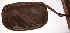 Vintage Genuine Dark Brown Leather Clutch Purse 1970 / 80's D