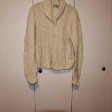 L.L. Bean Pure Wool Cardigan Sweater Ivory Cream Size 42