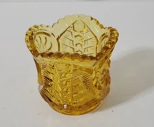 Vintage L. E. Smith Amber Oneata Chimo Childrens Miniature Open Sugar 