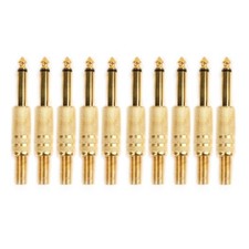 10 Pcs Gold Plated 6.35mm Male 1/4 Mono Plug Connector Soldering