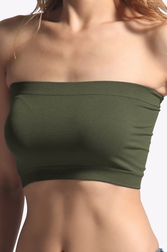 TheMogan Basic Layering Seamless Bra Top Bandeau Strapless Stretch Tube Bralette - Picture 53 of 63