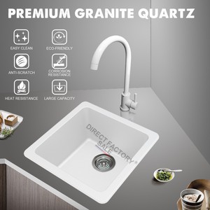 Details About Eco Friendly White Granite Quartz Stone Single Square Bowl Laundry Kitchen Sink