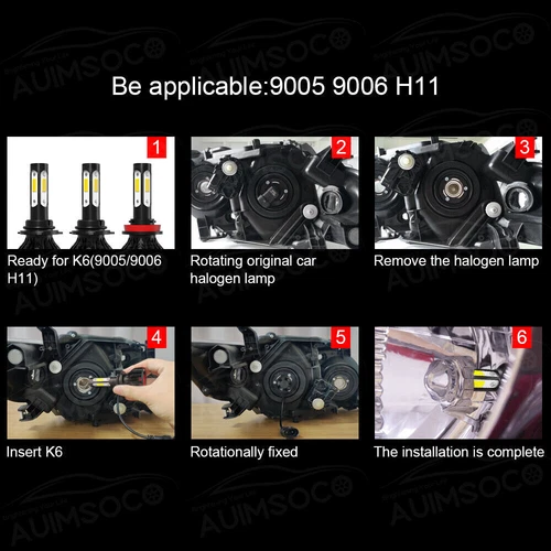 4-Sides Combo 9006 HB4 LED Headlight Bulbs High/Low Beam Super Bright White Kit - Picture 10 of 10