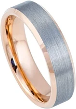 5mm Tungsten Carbide Brushed Gun Metal Finish, High Polished Wedding Band Ring
