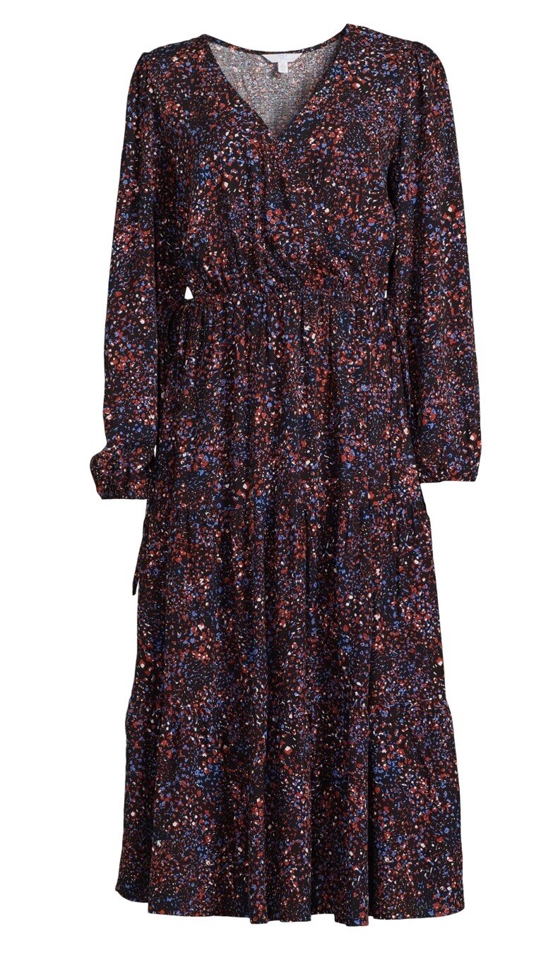Time And Tru Womens XXL 20 Tiered Side Tie Long Sleeve Dress New