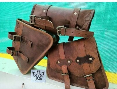 Motorcycle Swing Arm Front Fork Tool Bag Storage Pouch Real Leather 3  Bag