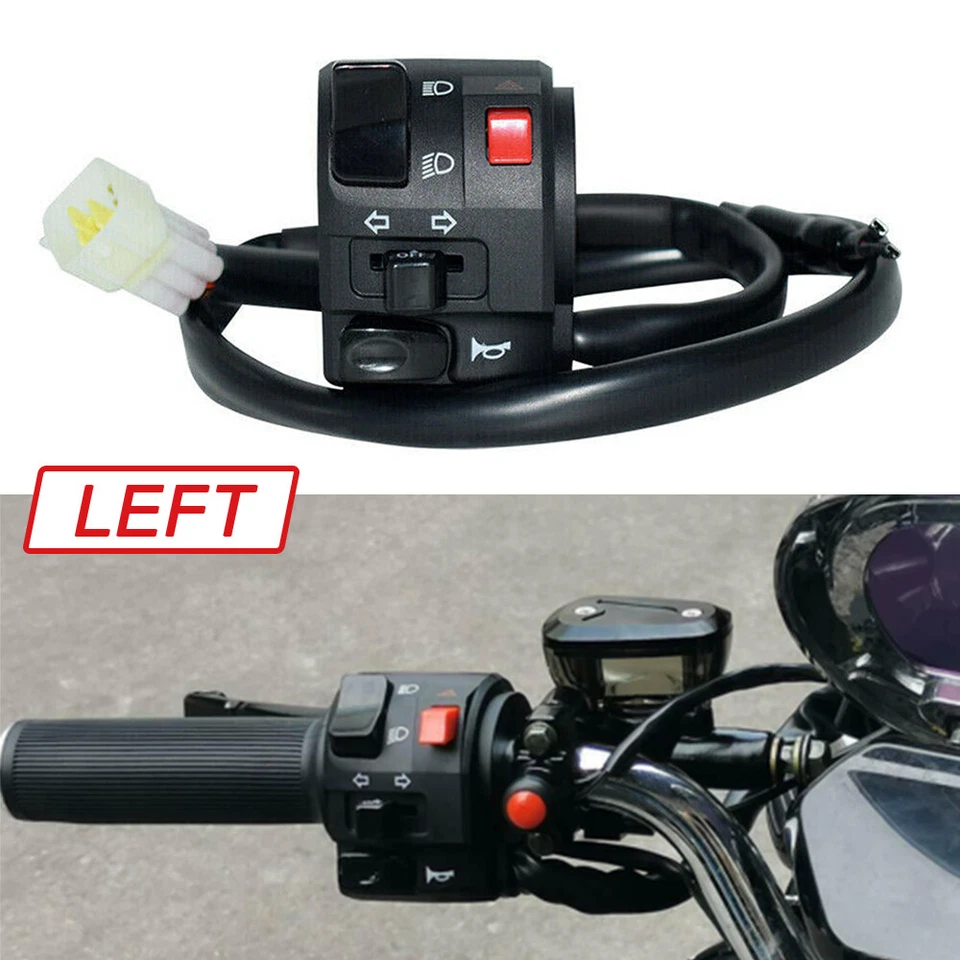 22MM 7/8" Motorcycle Handlebar Turn Signal Light Horn Start Kill Switch Control Foto 2 de 4