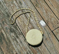 Sun 'N' Sand Brown Rattan Straw Crossbody Bag Wicker Purse Beach Travel Cute