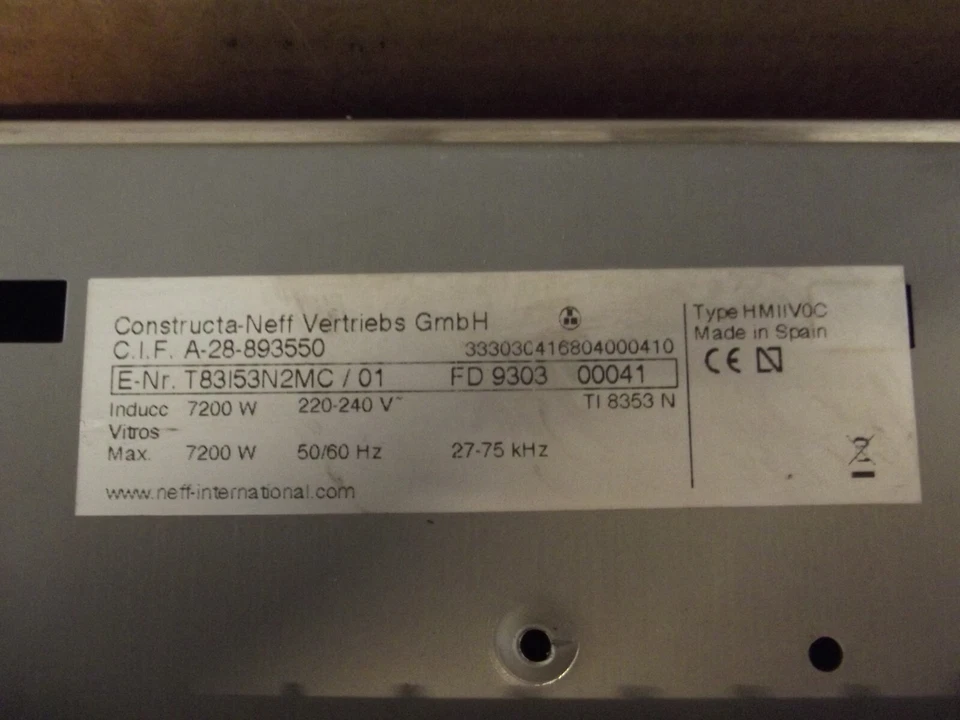 NEFF T83I53N2MC/01 HMIIV0C Induktion Glaskeramik Kochfeld 1J Gewährleistung P32 - Bild 2 von 4