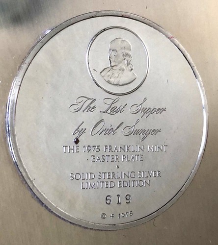 The 1975 Flanklin Mint Easter Plate 8'' Sterling 298.5gr Limited Edition 619 - Picture 5 of 11