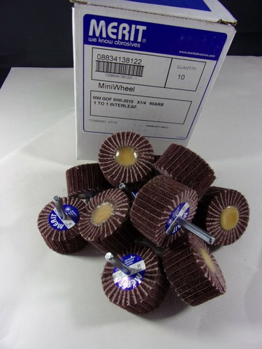 MERIT 2" Diam x 1" Face Width, Medium Aluminum Oxide Nonwoven Coated Mounted Fla - Picture 6 of 9