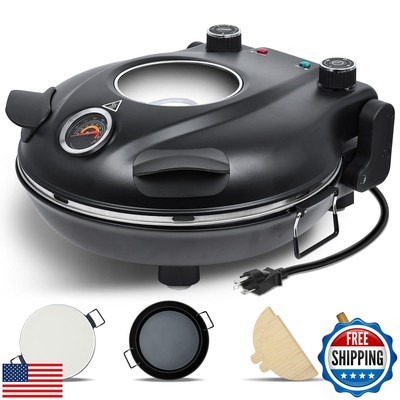 Upgrade Davivy 12'' Indoor Electric Pizza Oven with Timer, Pizza Stone and Gri