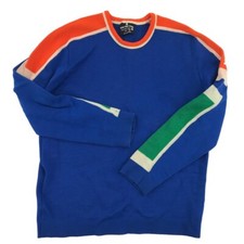 Demetre Men  s Large Ski Sweater Vintage 1970  s L Wool Blue Orange Green Logo